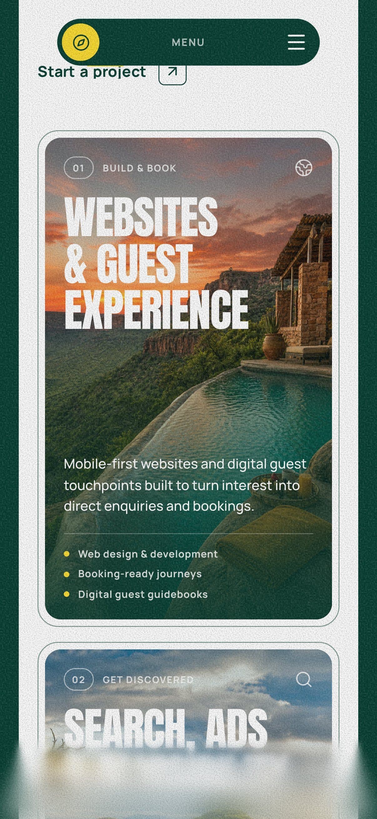 Explore Hub, phone screen: Services on a phone