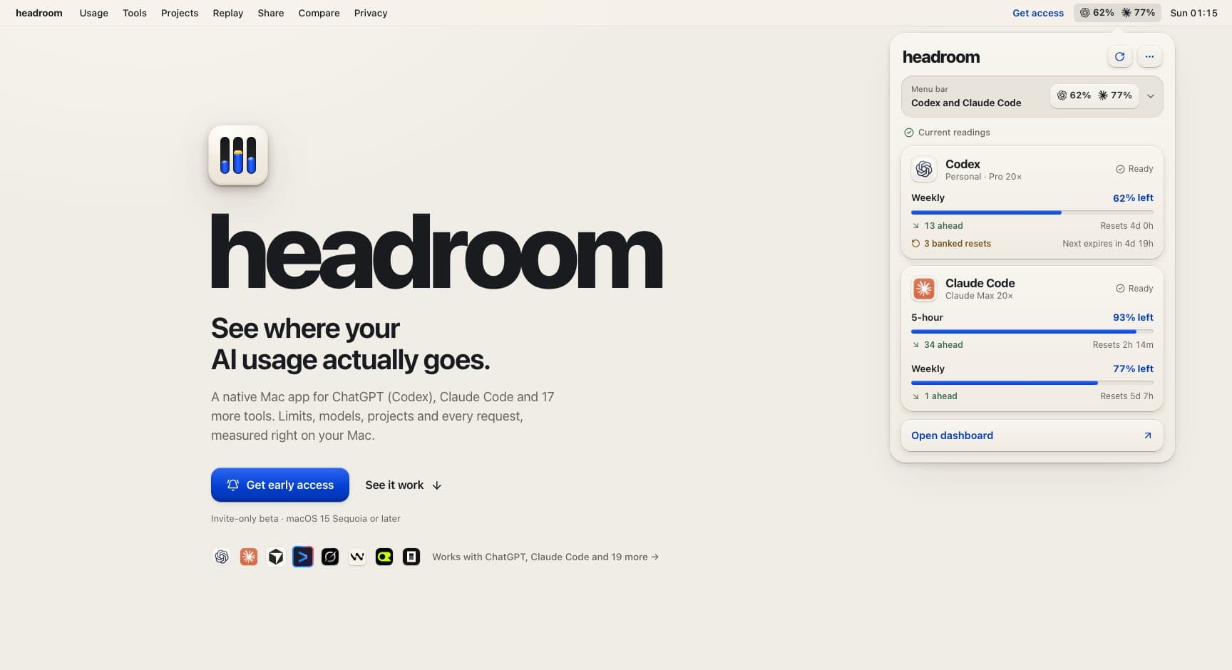Headroom, screen: headroom.bar