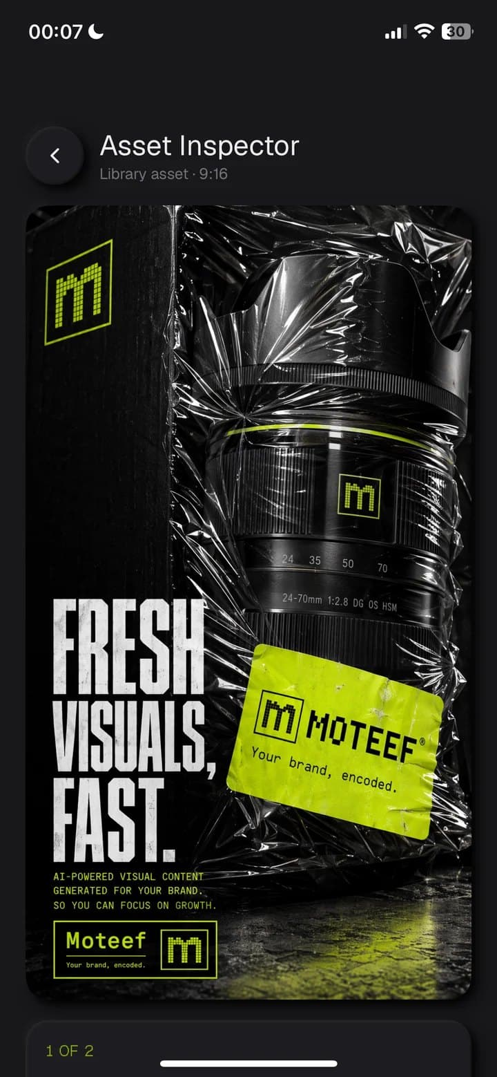 Moteef: Asset inspector on iPhone