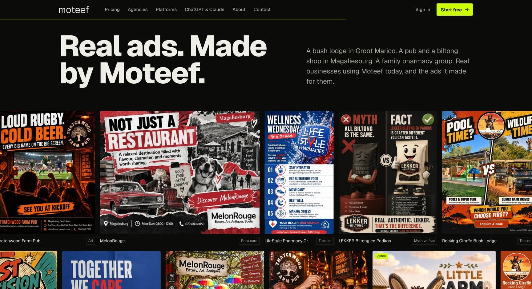 Moteef, screen: Real ads