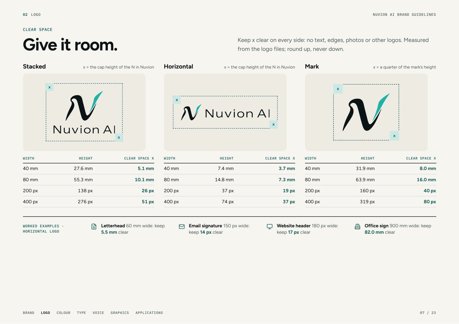 Nuvion AI brand guidelines: Clear space