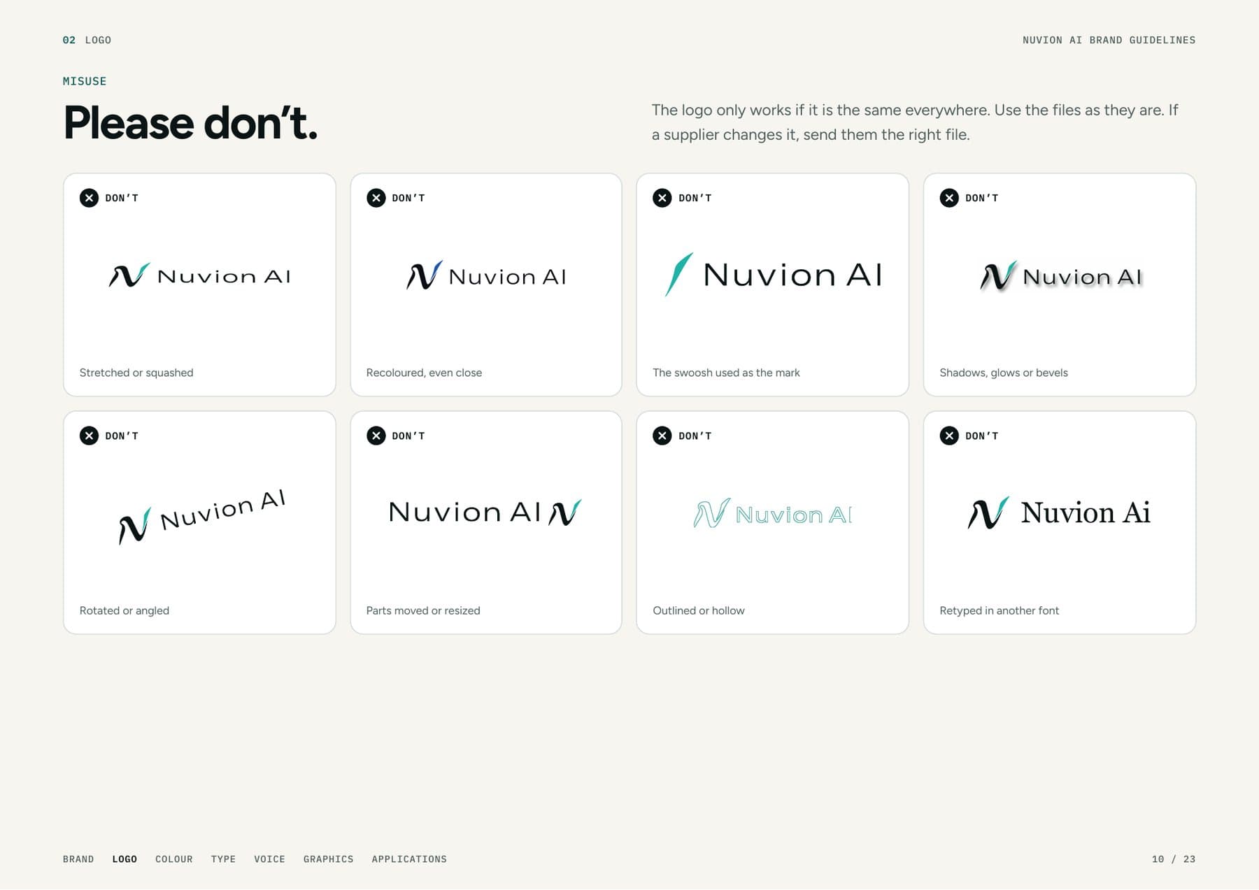 Nuvion AI brand guidelines: Please don't