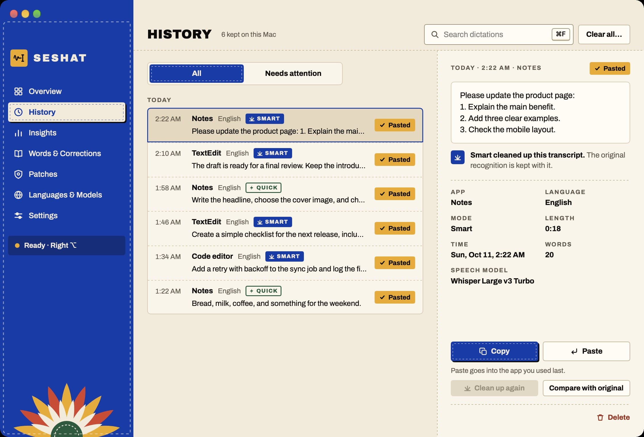 Seshat, screen: History
