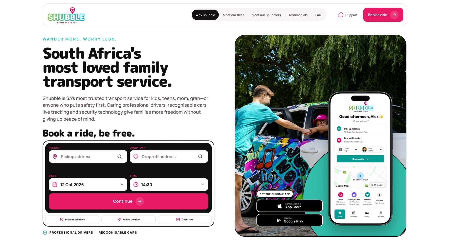Shubble, screen: shubble.co.za (close-up)