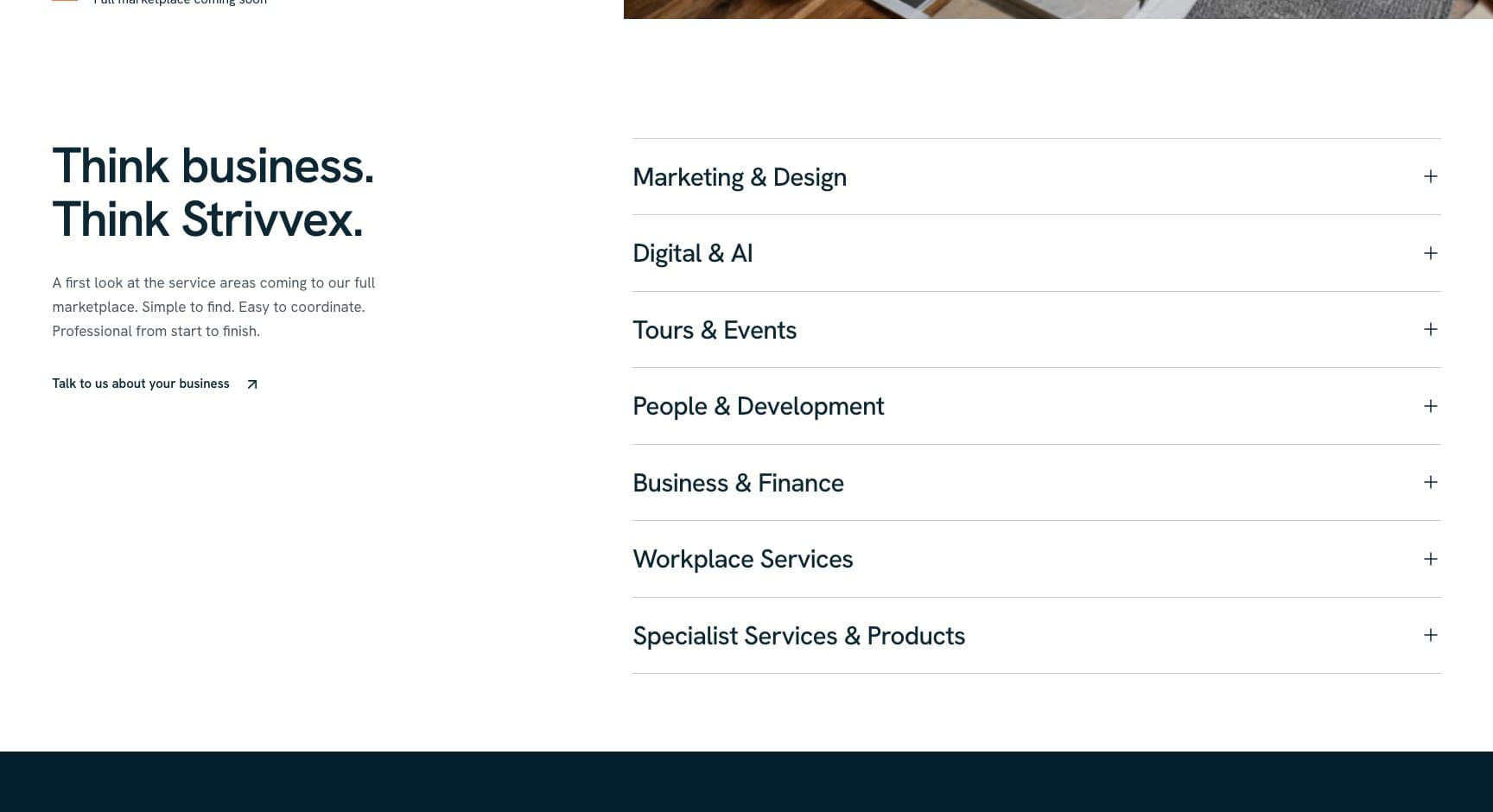 Strivvex, screen: The pre-launch site