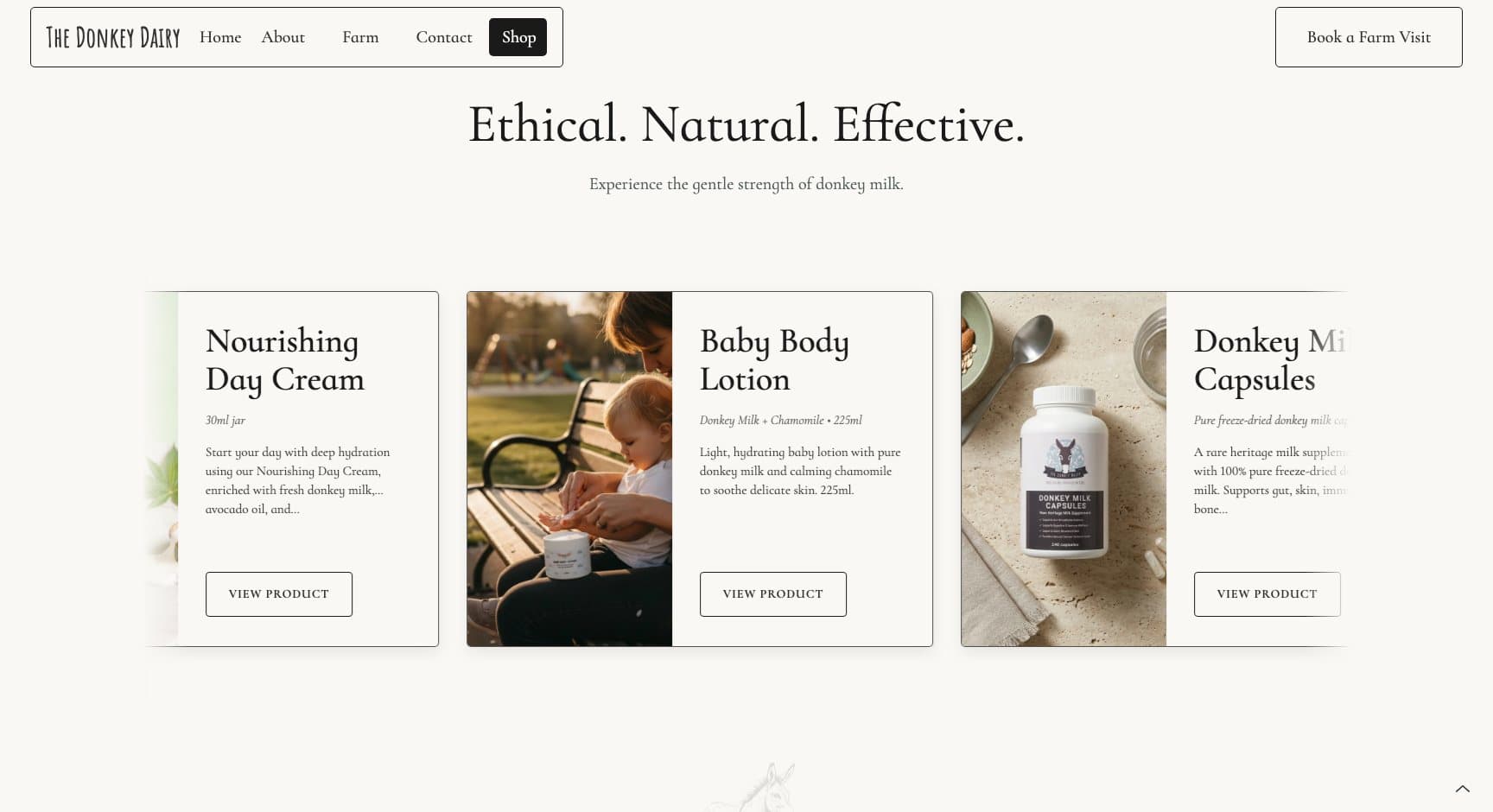The Donkey Dairy, screen: Featured products