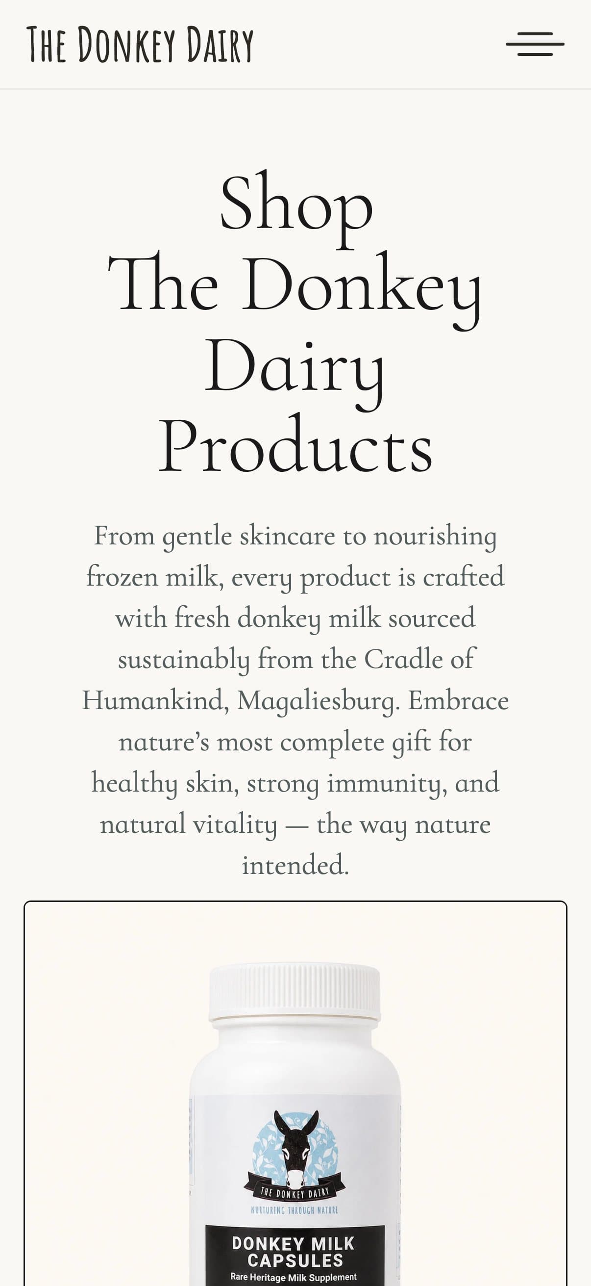 The Donkey Dairy: Shop on a phone