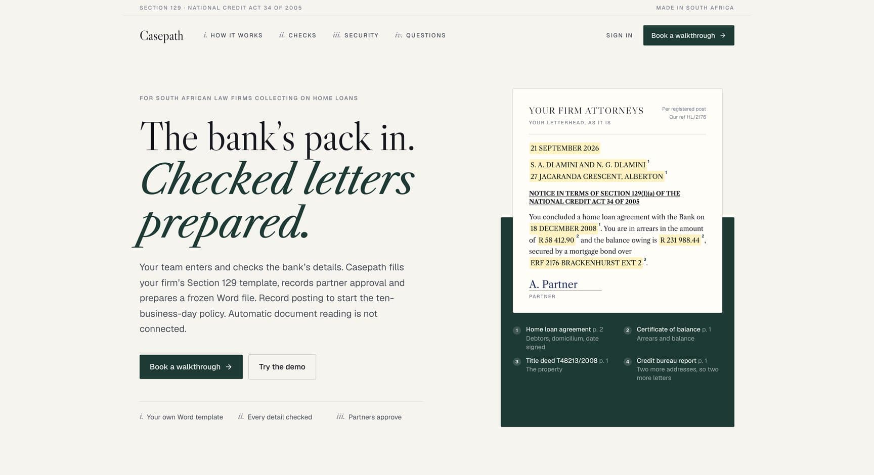 Casepath, screen: The demo site