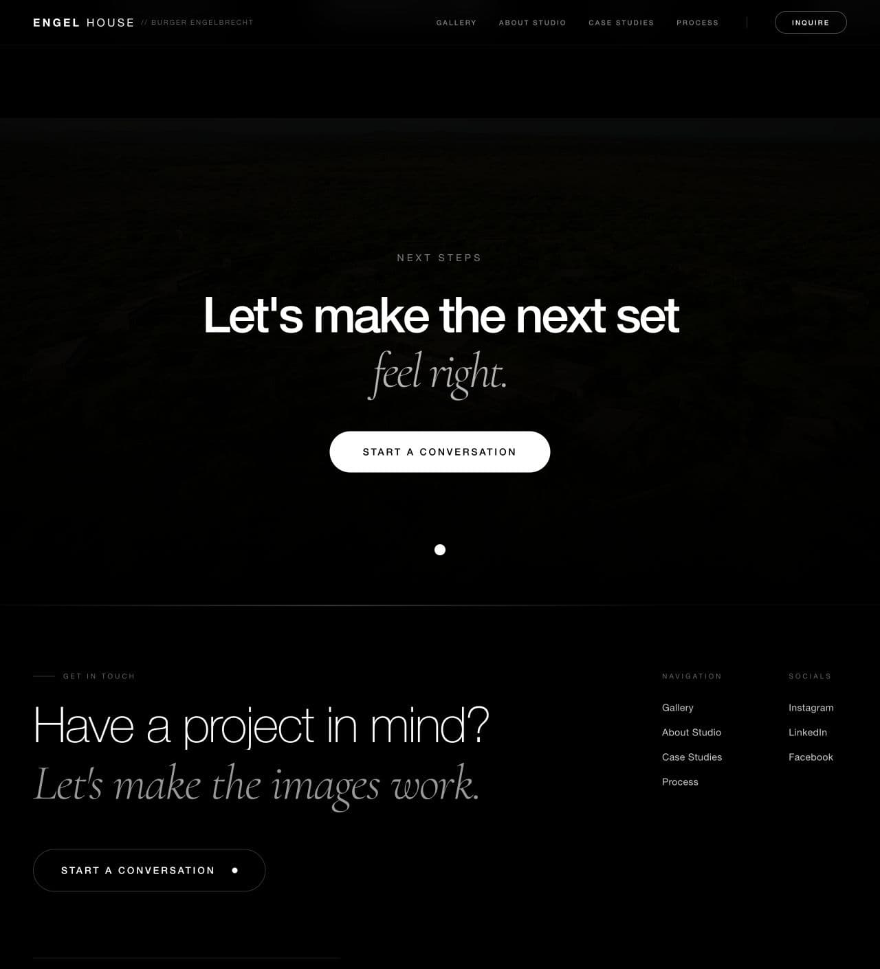 ENGEL HOUSE website — Process and enquiry