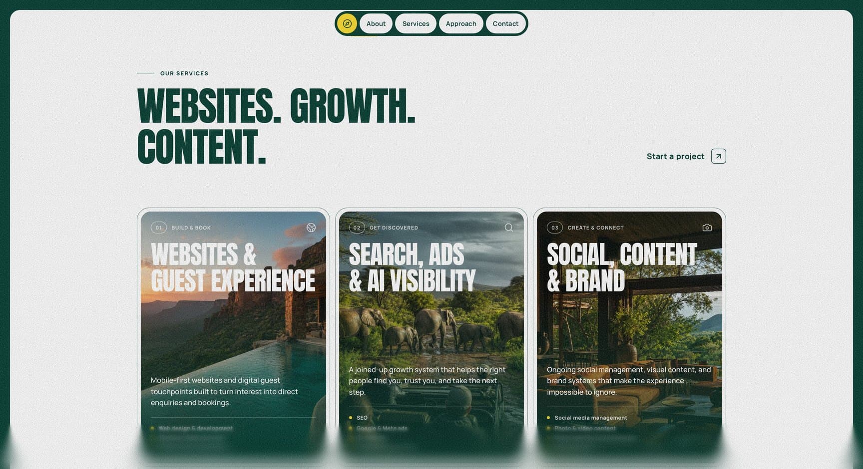 Explore Hub, screen: Three services