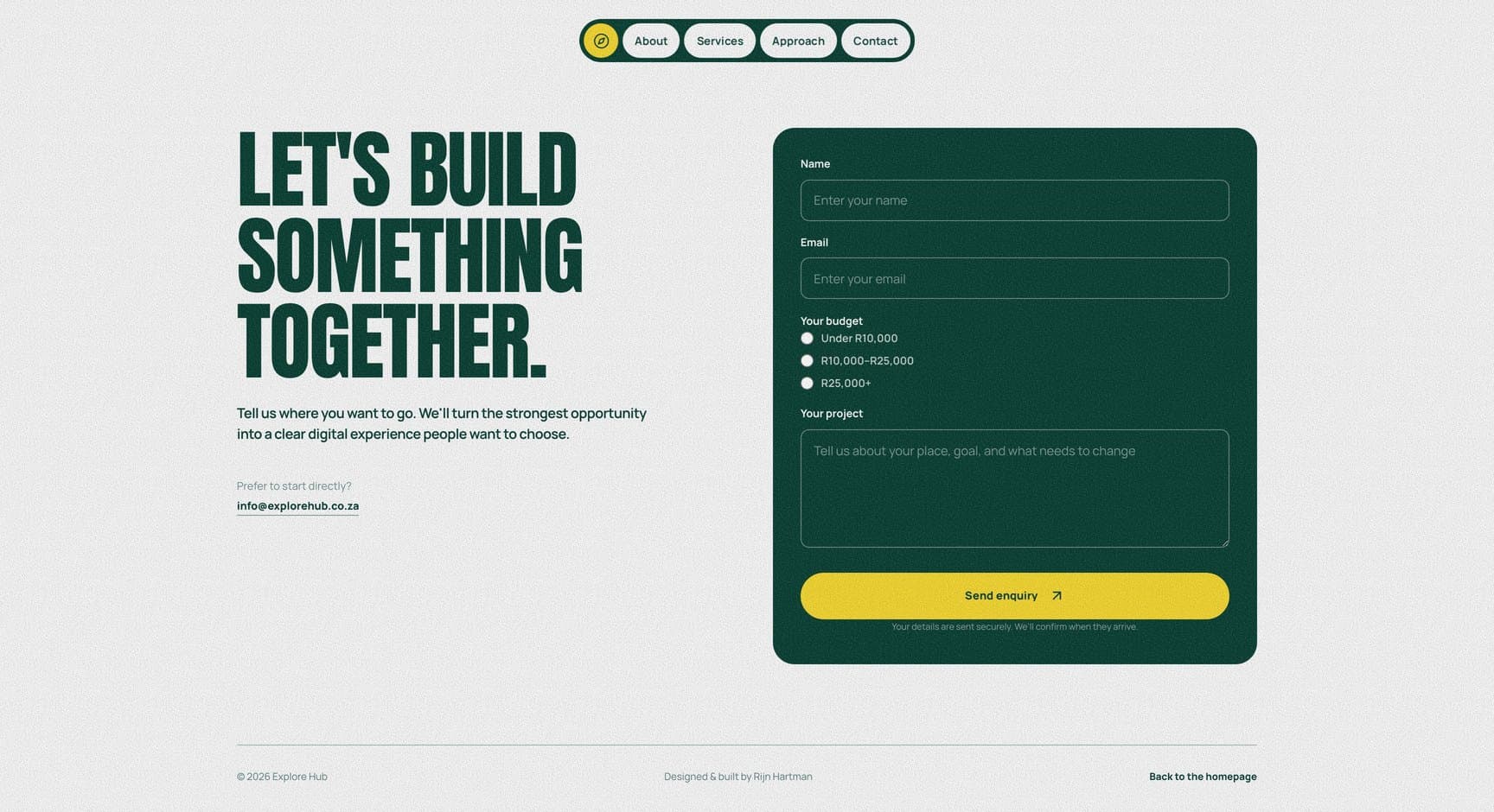 Explore Hub, screen: Contact
