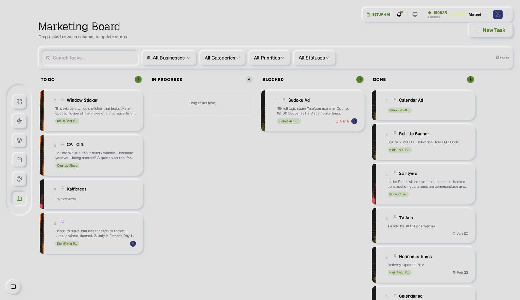 Moteef (x Create product) product — Marketing board