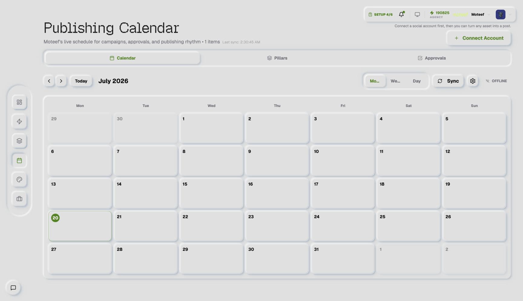 Moteef (x Create product) product — Publishing calendar