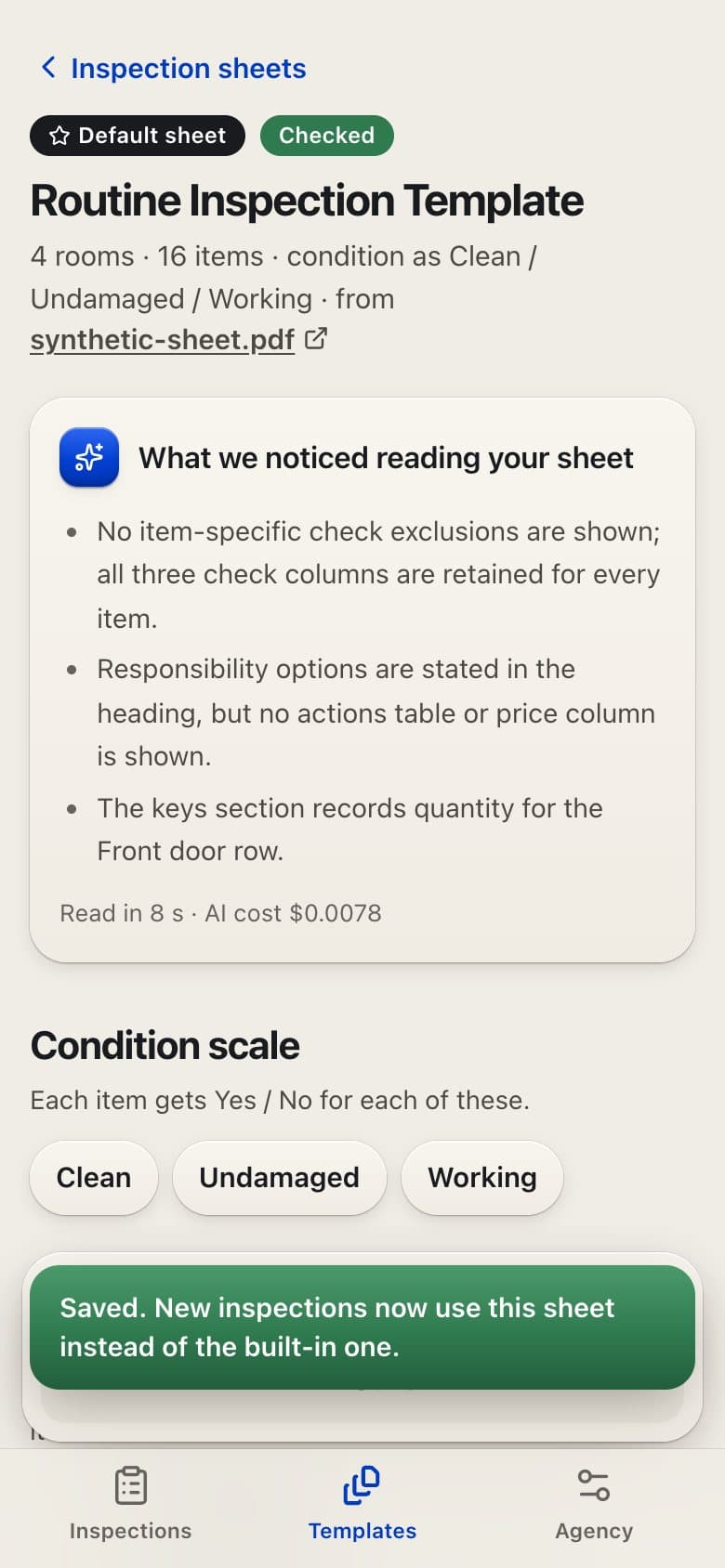 Roomwise, phone screen: Your sheet, read