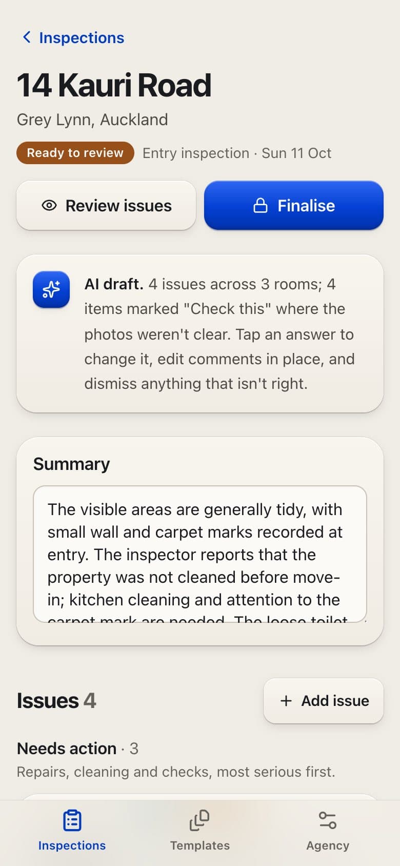 Roomwise, phone screen: The AI draft
