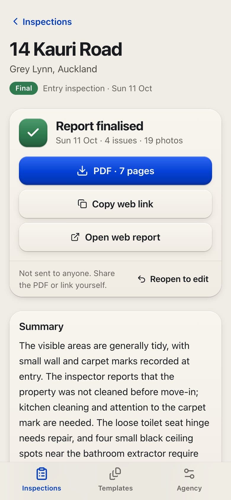 Roomwise, phone screen: Ready to share
