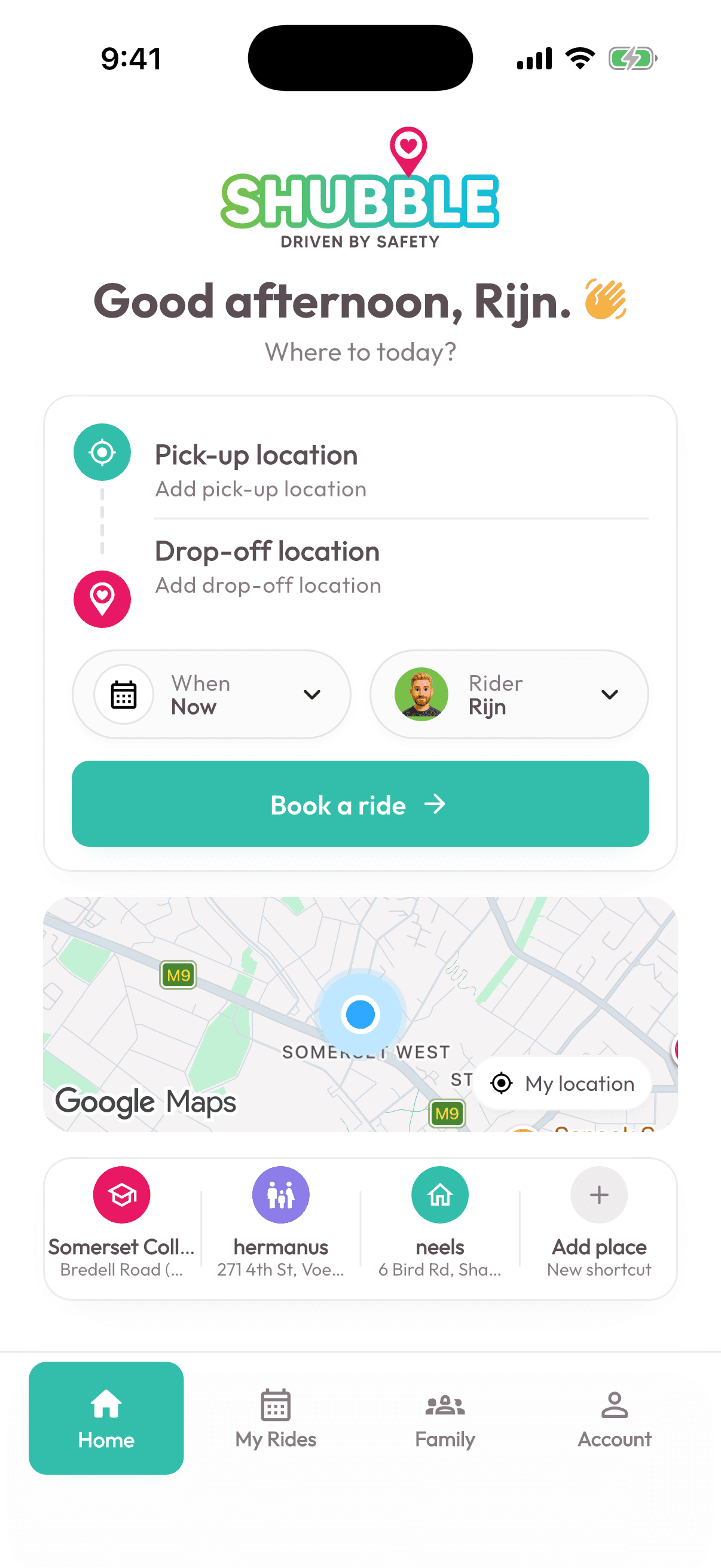 Shubble product — Book a ride
