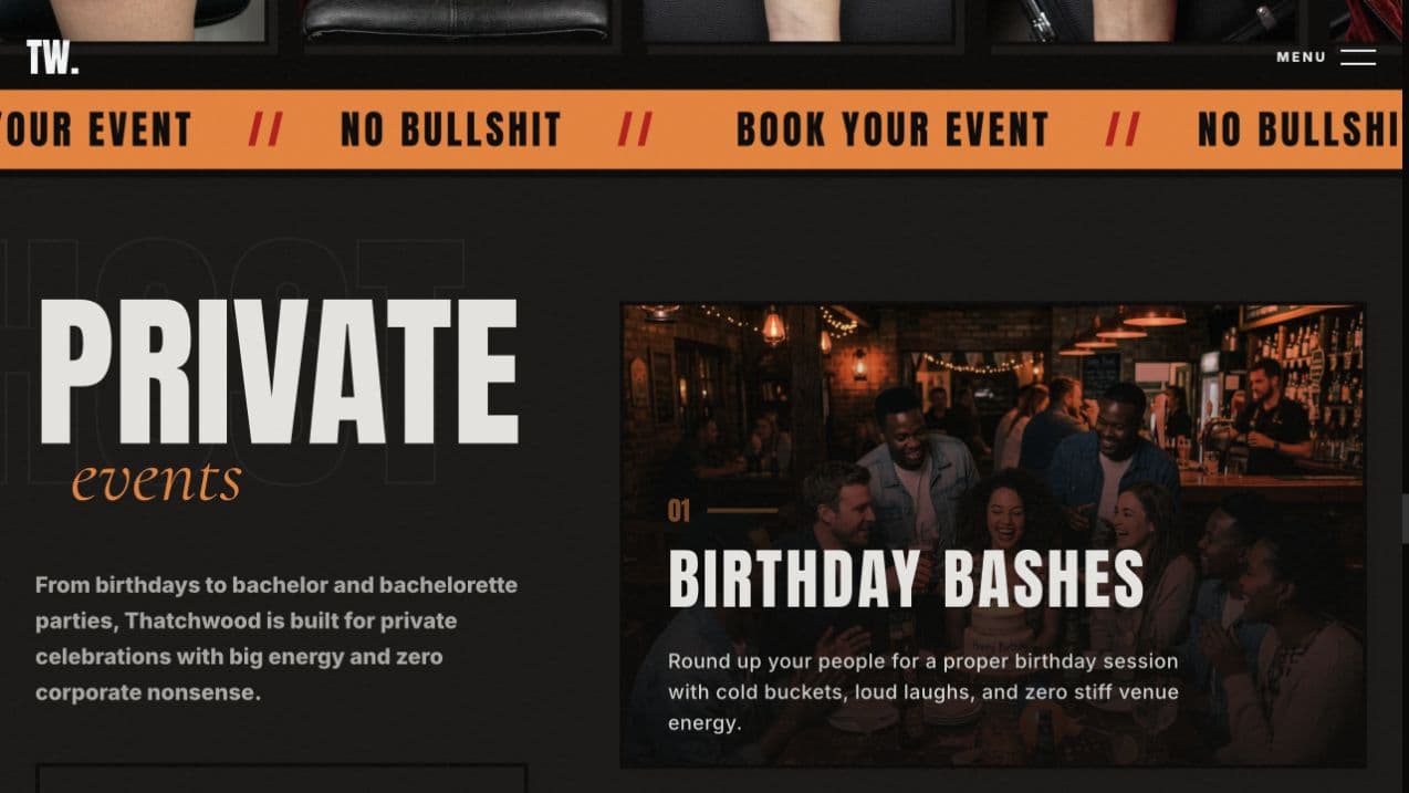 Thatchwood Farm Pub website — Private events
